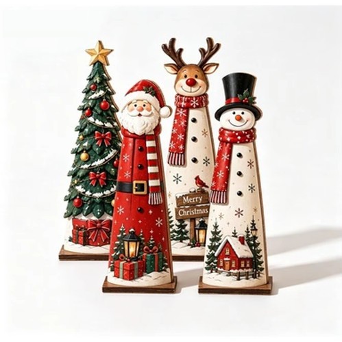 Flat wooden christmas decor - wooden,