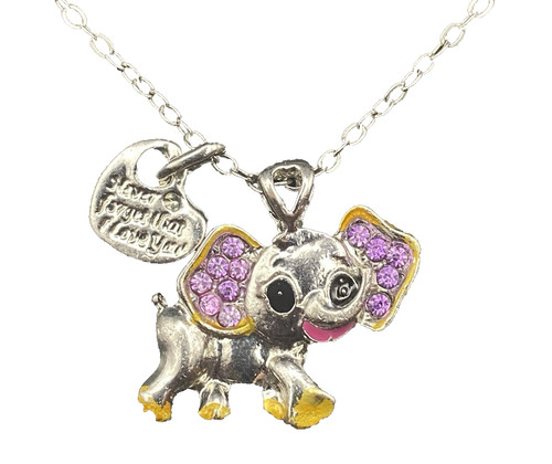 Baby elephant necklace - necklace, pink