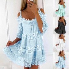 Women Lace Cold Shoulder Mini