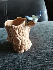 Vintage Wade English Porcelain Tree Trunk Vase With Bluebird chip to bird 
