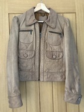 Vintage 00’s Tan Oasis Leather Jacket Distressed Style Size 14