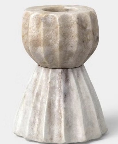 Short marble taper - short, candle