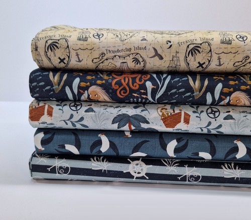 Pirate cotton treasure fabric - cotton,