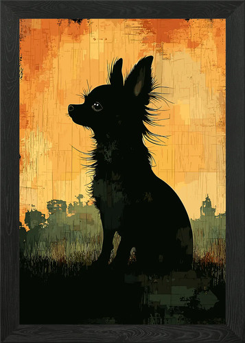 Chihuahua silhouette framed - silhouette,