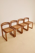 Italian Curved Back Cane Dining Chairs X4