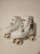 Rookie Rosa Quad Roller Skates - White/Red Flower Embroidery UK Size 4.