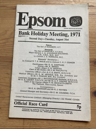1971 epsom horse - 1971, racing