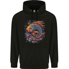 Psychedelic Koi Carp Fish Mens 80% Cotton Hoodie