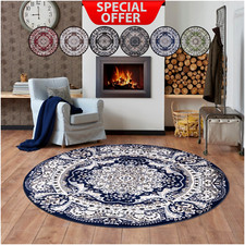 Traditional Round Rugs Living Room Bedroom Hallway Circle Rug Carpet 120x120cm
