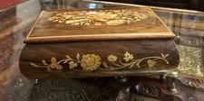 Vintage Isle of Capri Italian Inlay Wooden Music Box with Red Lining