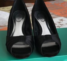 Satin BNWOB BLACK PEEP TOE SHOE SIZE 4  by DEBUT. NEW WITHOUT BOX 