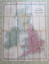 VINTAGE / ANTIQUE CRUTCHLEY'S RAILWAY MAP OF THE BRITISH ISLES PAPER - UNDATED