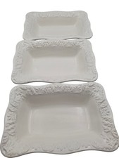 Serving Dishes Set of Three Bizzirri Italy Rectangular Ceramic Floral Ivory