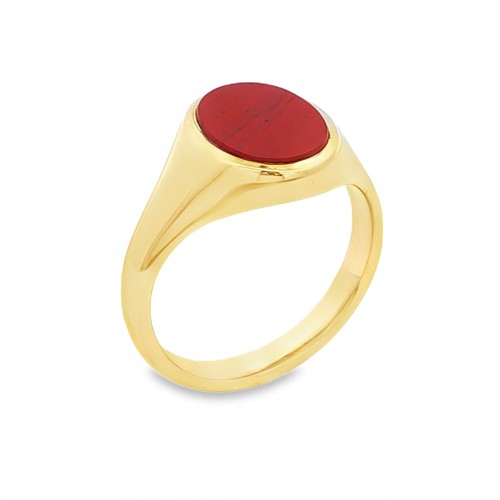 9ct yellow gold - 9ct, carnelian