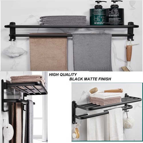 Double black towel - double, holder