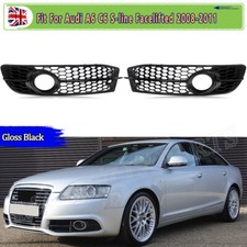 Gloss Black For Audi A6 C6 S-line 08-11 Front Bumper Fog Light Lamp Cover Grille