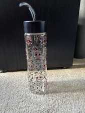 Glass Water Bottle Sugar Skull Design