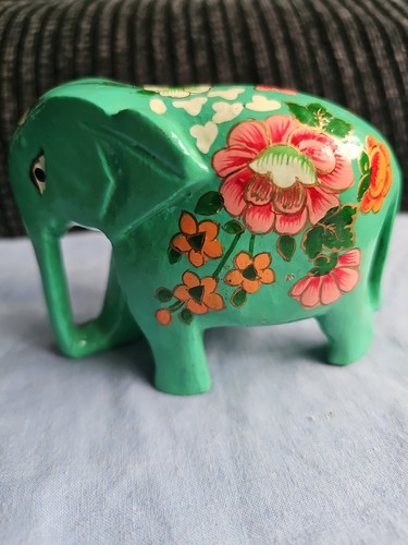 Hand painted wooden elephant - painted,