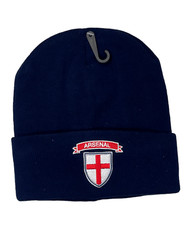 Men's Adults Arsenal St George Cross Football Navy Woolly Beanie Hat