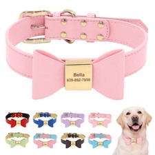 Leather Personalised Dog Collar with Name Engraved for Small Medium Large Dogs