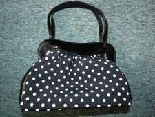 NEW Timothy Hitsman Black & White Polka Dot Small Handbag With 2 Magnet Clasps