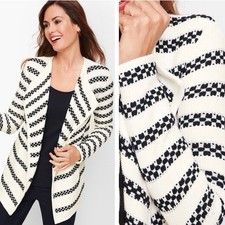 Talbots Stripe Open Cardigan