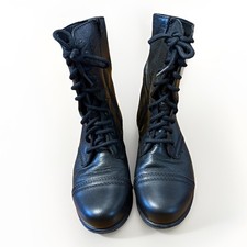 Steve Madden Black Troopa Leather Combat Moto Lace Zipper Military Boots 7W 