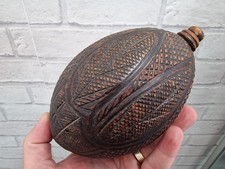 Rare Antique Folk Scrimshaw Carved Coconut  19th Century VGC