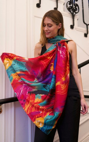 Multicoloured silk scarf - silk,