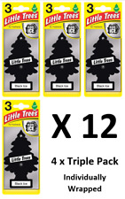 12 X Magic Tree Little Trees Car Air Freshener - Black Ice ( 4 x 3 Pack)