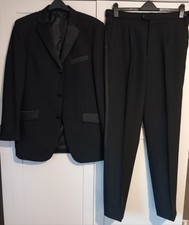 Vintage Charlton Gray 2 Piece Black Tuxedo Suit 42 Long,36 Waist,34.5 Inside Leg