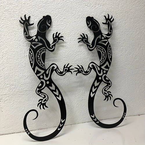 2pc iron gecko - art, decor