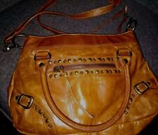 River Island Small Tan Soft Pristine Leather Shoulder Bag, Vintage