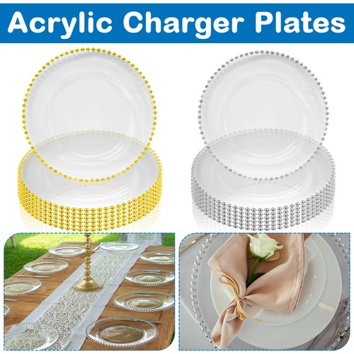 Clear acrylic beaded - clear, charger