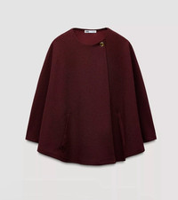 ZARA GOLD BUTTON BURGUNDY CAPE SIZE S 3644/162/681