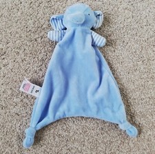 Sainsburys Tu Blue Elephant Baby Comforter Blanket Soother Soft Plush Toy Doudou