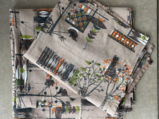 Vintage midcentury fabric textile furnishing cotton 50s 60s retro