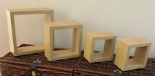 Set of 4 Wooden Floating Cubes Wall Mount Display