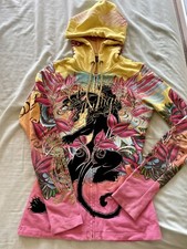 Christian Audigier Hoodie Black Panther Design Fully Lined Womans Size Small