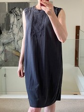 Noa Noa Casual Grey Tunic/Dress Cotton/Viscose Embroidered Front Panel Size L