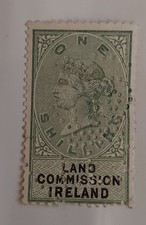 VICTORIA 1/- LAND COMMISSION IRELAND  FISCAL/REVENUE FINE PERFIN