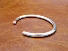 Men's Gents Solid 925 Sterling Silver Open Torque Bangle Bracelet Handmade     