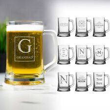 Personalised Glass Beer Tankard Birthday Gift Christmas Wedding Laser Engraved
