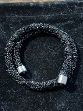 Swarovski Black Crystaldust Double Wrap Adjustable Bangle Bracelet - See Desc.