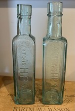 2 Antique Green Gartons HP Sauce Bottles (One A Little Older Than The Other)