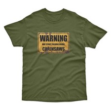 Warning May Start Talking About Chainsaws Heavy T-Shirt | Fun Wood Working Gift