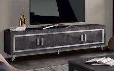 Amara Silver Grey Gloss Italian Large TV Cabinet, 4 Door Cabinet