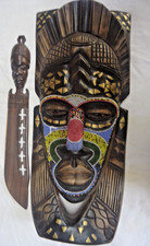 HUGE  21" CARVED BEADED WOODEN