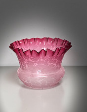 antique cranberry pleated top acid etched oil lamp shade gas light shade