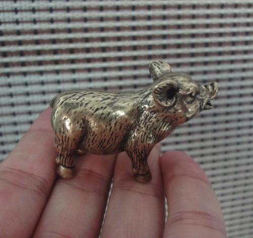 Solid brass pig figurine - solid,
